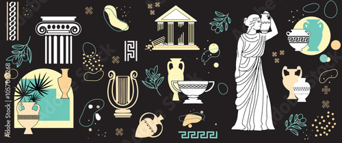 The abstract background of the elements of ancient Greek culture.