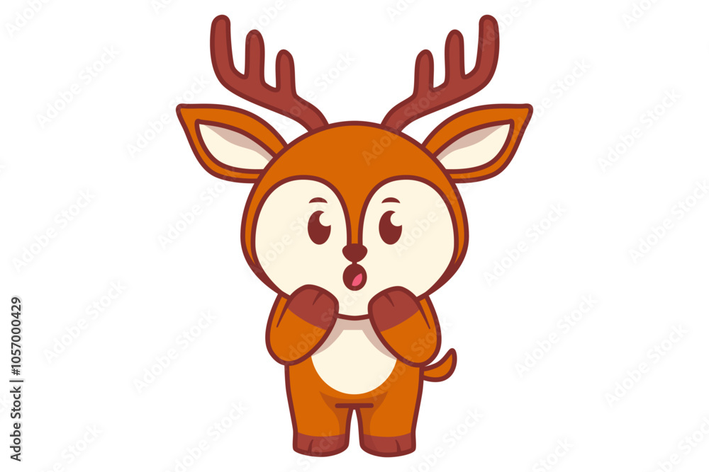 Fototapeta premium Cute Deer Surprised Illustration
