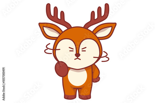 Cute Deer Shake Head Illustration