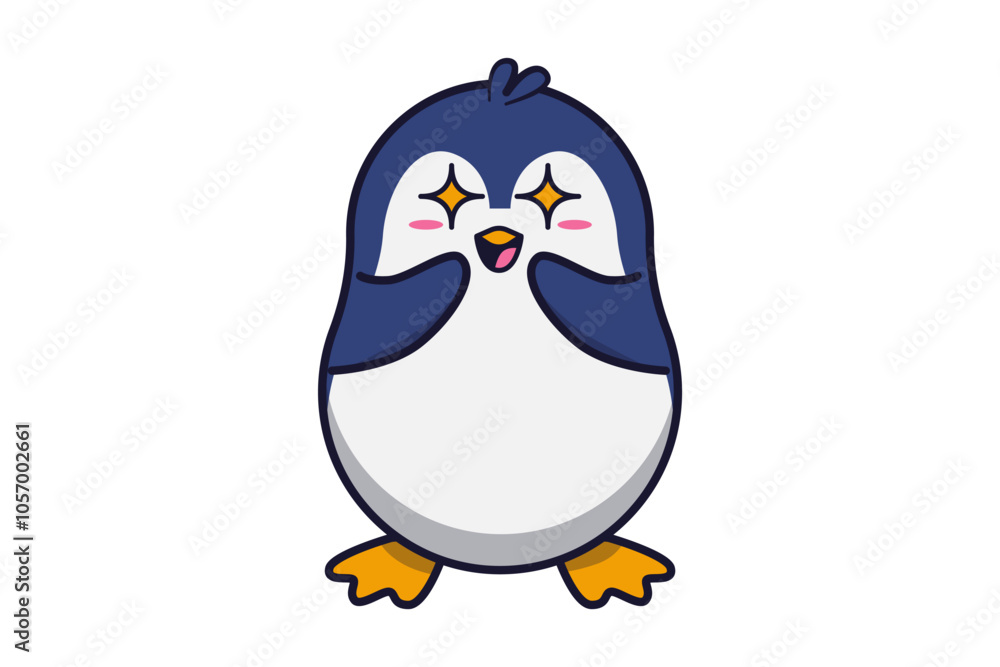 Obraz premium Cute Penguin Amazed with Sparkles Illustration