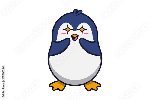 Cute Penguin Amazed with Sparkles Illustration