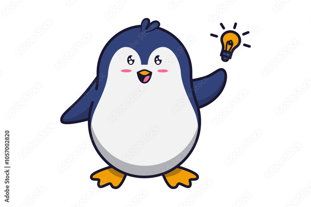 Cute Penguin Find Ideas with Lightbulb Illustrations Cute Penguin Find Ideas with Lightbulb Illustrations