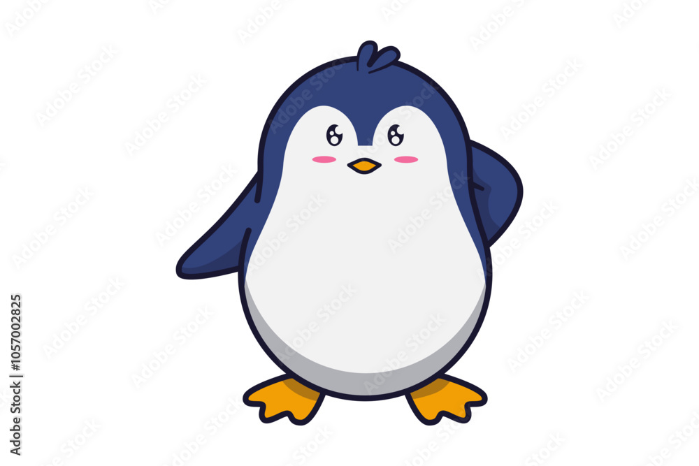 Obraz premium Cute Penguin with Watery Eyes Illustration