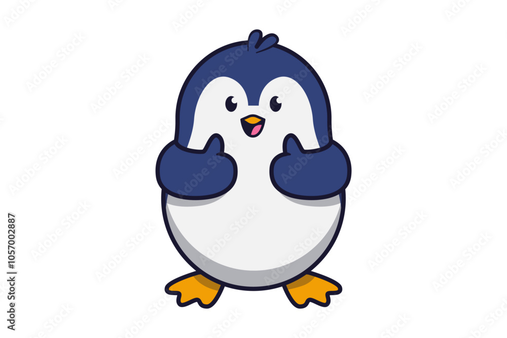 Fototapeta premium Cute Penguin Giving Thumbs Up Illustration