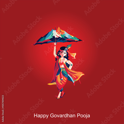 happy govardhan puja hindu festival card background. Vector illustration design. photo