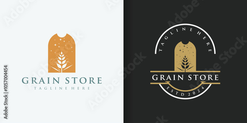 Grain shop logo design for bakery food processing