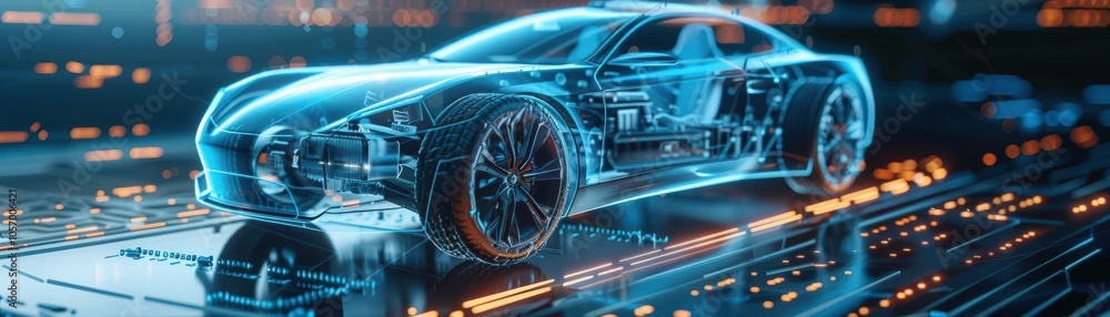 Fototapeta premium Dive into the future of automotive innovation with a dynamic visualization of an electronic electric car