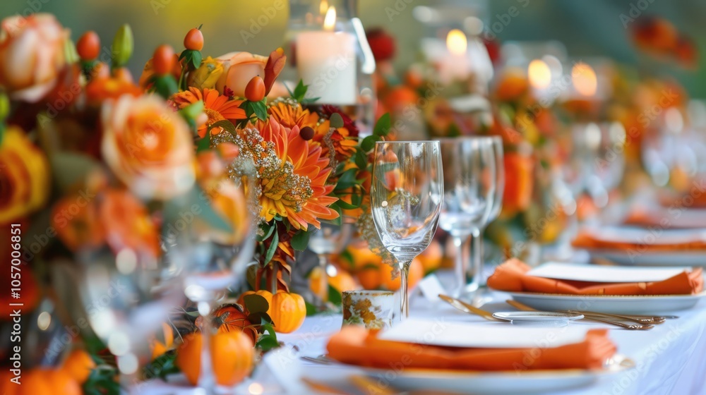 Elegant autumn-themed table decorations Elegant autumn-themed table decorations