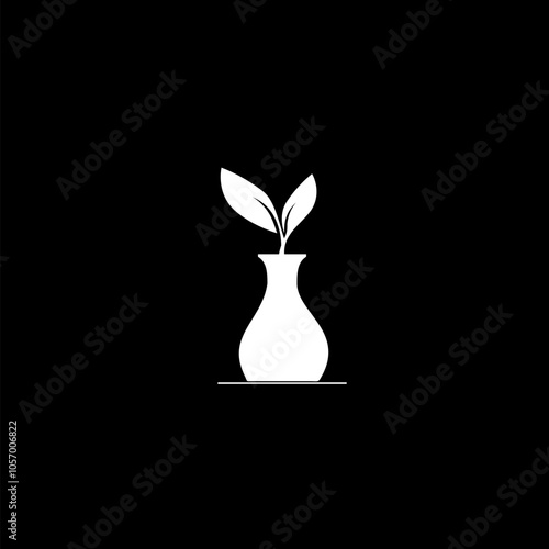 Vase with spring flowers icon. isolated on black background.