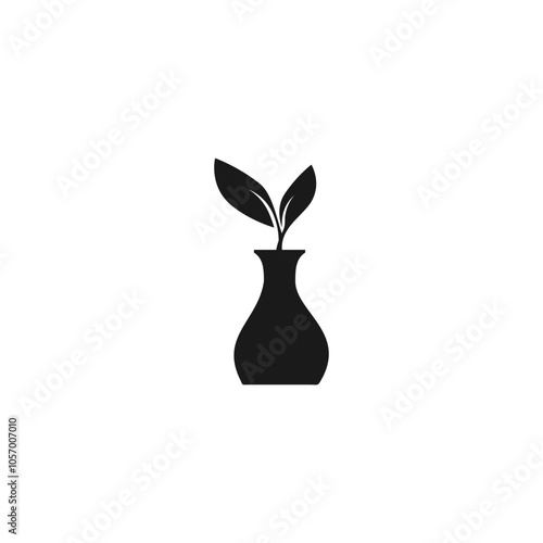 Decorative flower vase icon isolated on white background.