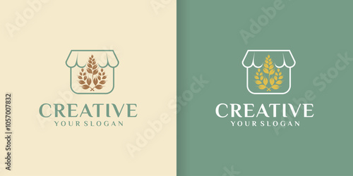 Healthy Grain shop Natural Lifestyle logo. Organic Products Food