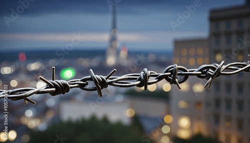 Freedom's Reflection: Barbed Wire and the Urban Landscape photo