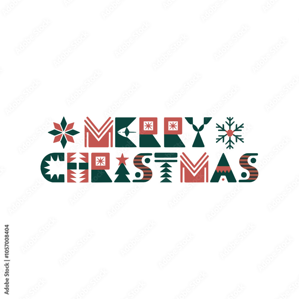 Fototapeta premium Festive Merry Christmas Word Art PNG for Social Media Graphics