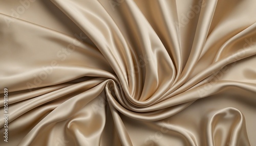 Sophisticated Beige Silk Drapery with Luxurious Folds and Textures