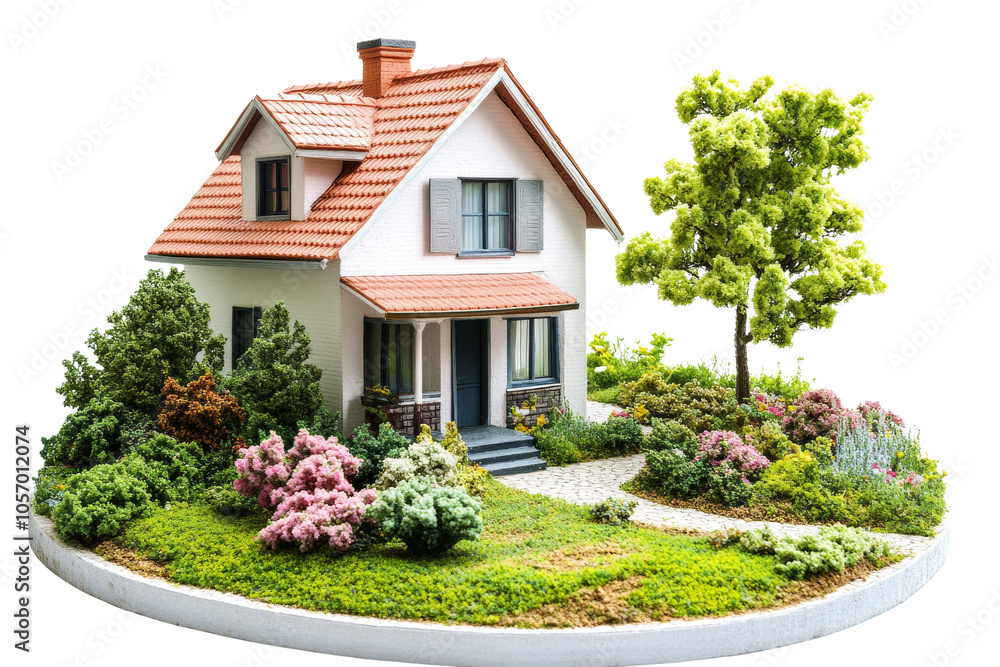 A charming house surrounded by vibrant gardens and greenery, showcasing a serene living environment. A charming house surrounded by vibrant gardens and greenery, showcasing a serene living environment.