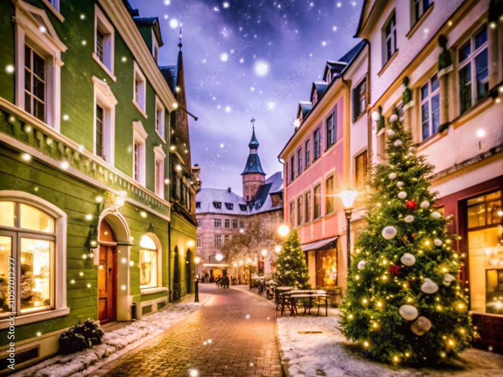 Fototapeta premium Bonn's winter streets radiate charm, blanketed in snow, offering tranquil views of historic architecture and a serene atmosphere perfect for cozy