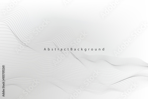 Abstract vector modern background with grey wavy lines and particles. EPS10	