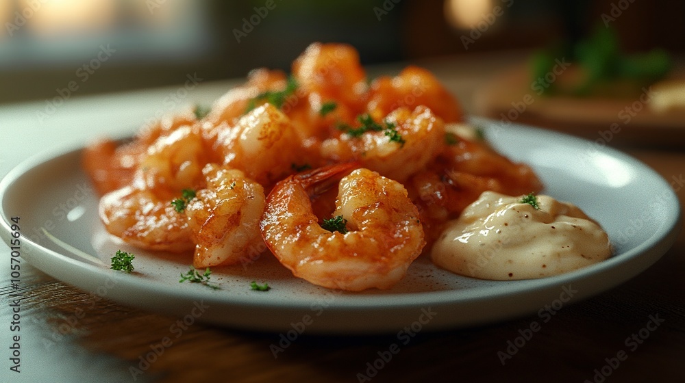 shrimp tapa with mayonnaise on a single plate, food Photography, Unreal Engine, Cinematic, Color Grading, Editorial Photography, 70mm lens, generative ai shrimp tapa with mayonnaise on a single plate, food Photography, Unreal Engine, Cinematic, Color Grading, Editorial Photography, 70mm lens, generative ai