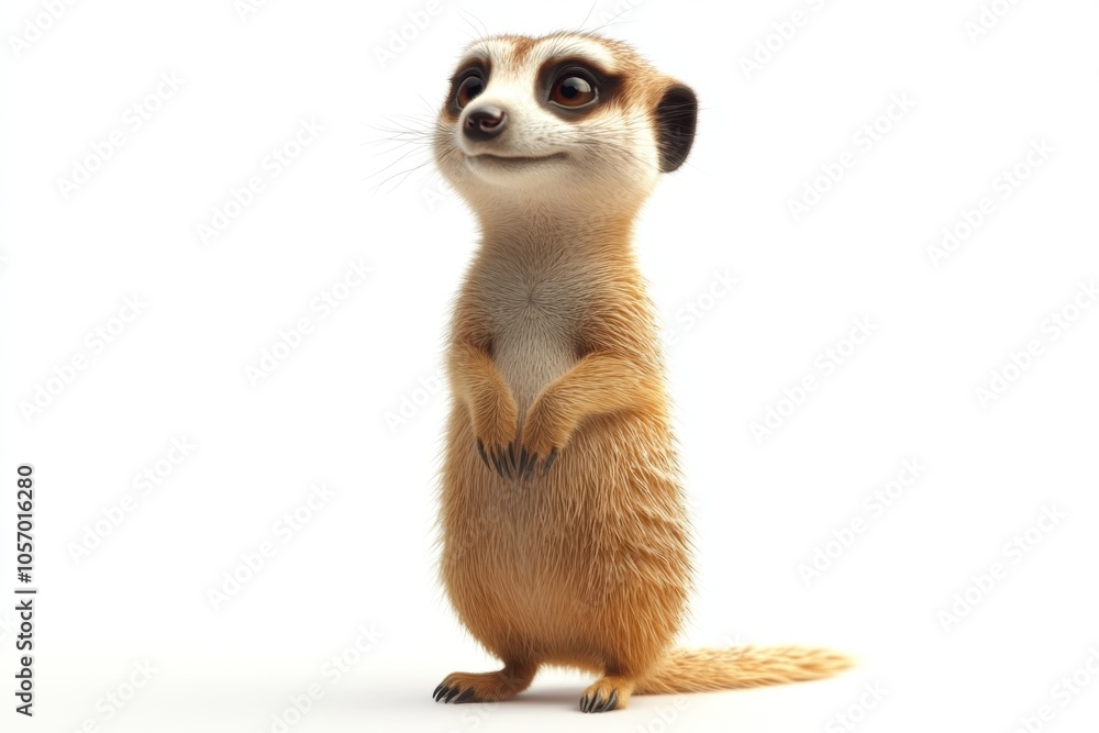 Cute Meerkat Standing Up Isolated on White Background Cute Meerkat Standing Up Isolated on White Background