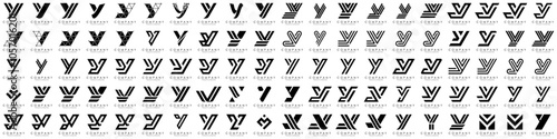 collection abstract letter Y logo design. modern logotype Y design with black color. vector illustration