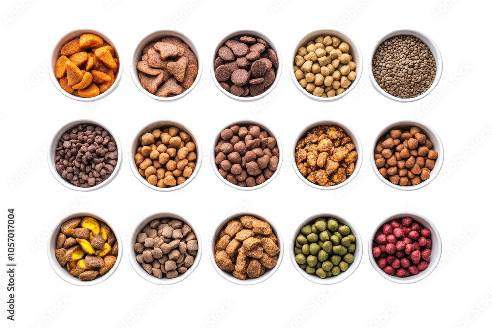 A variety of nuts and dried fruits in round bowls on a white background. A variety of nuts and dried fruits in round bowls on a white background.