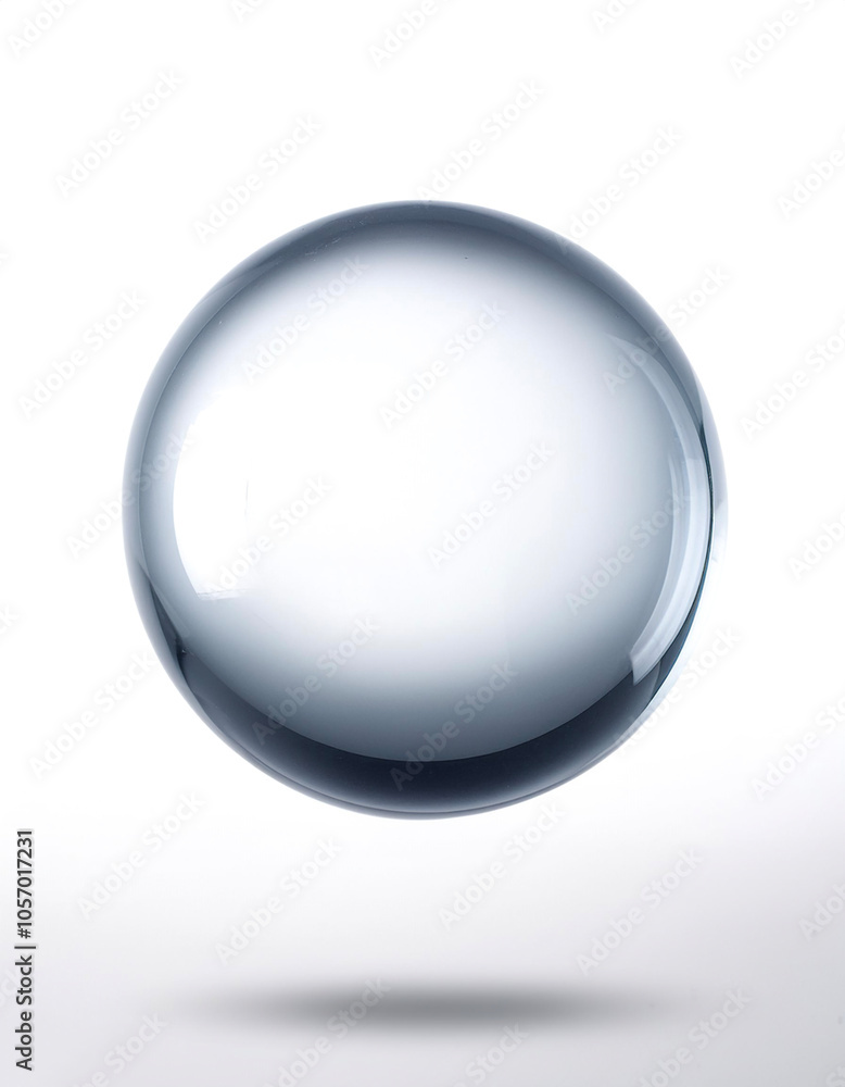 Glass crystal ball floating or flying isolated white background Glass crystal ball floating or flying isolated white background