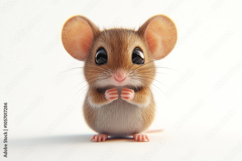Cute Mouse Looking at Camera on White Background Cute Mouse Looking at Camera on White Background