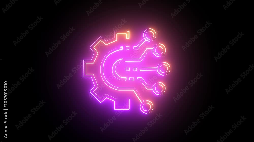Connected Gears with Circuit Lines.. Concept animation of business Automation, Connection. Animated circuit board on black background. Connected Gears with Circuit Lines.. Concept animation of business Automation, Connection. Animated circuit board on black background.