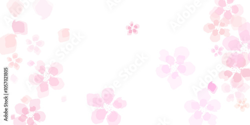 Pink sakura blossom falling parts. Peach flolwer petals natural decor.