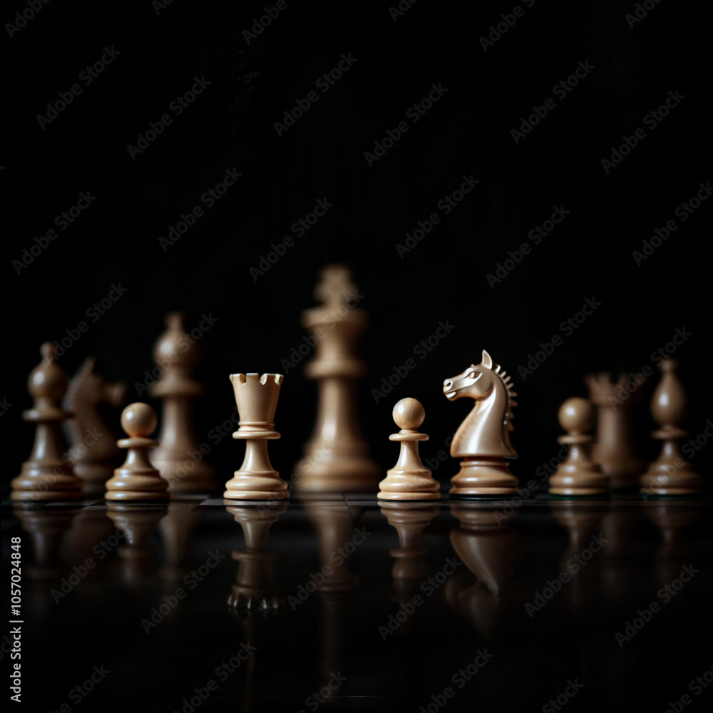 Chess pieces on black background Chess pieces on black background