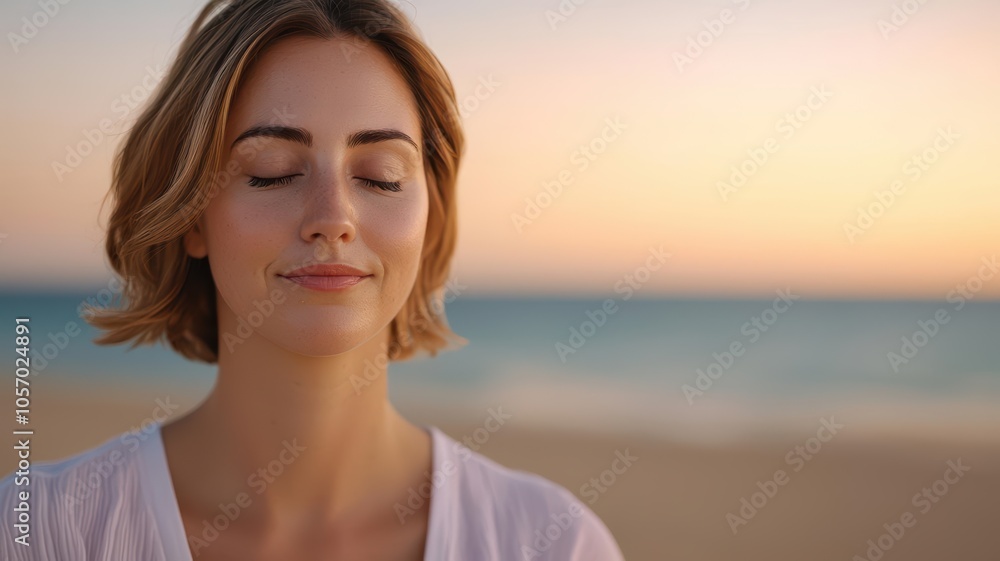 Focused breathing yoga session at the shore, soft sunset light, beach yoga, ocean, breath Focused breathing yoga session at the shore, soft sunset light, beach yoga, ocean, breath
