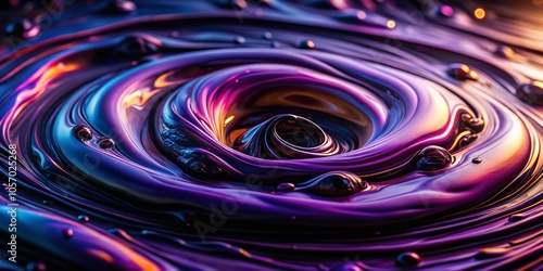 Close-Up Silhouette of Oil Liquid in Striking Black and Purple Colors for Abstract Art