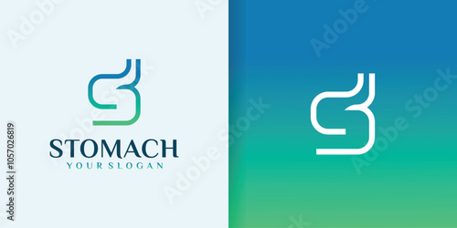 Initial S logo vector with intestine. collection of health logos and design vector illustrations of human digestive organs