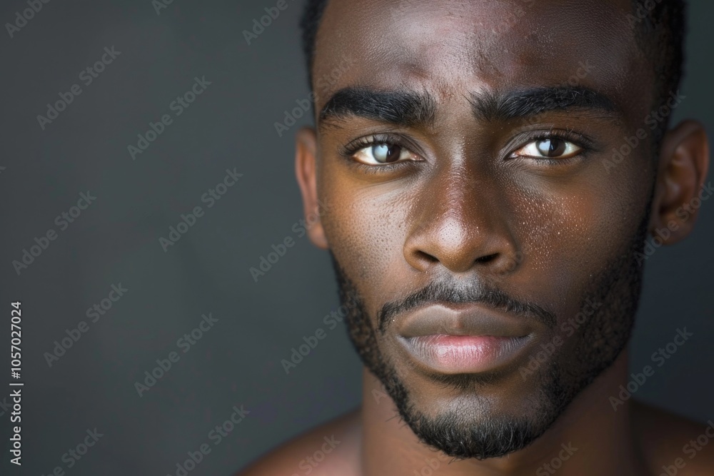 Obraz premium Handsome African American. Serious Young Man with Attractive Beauty in Background