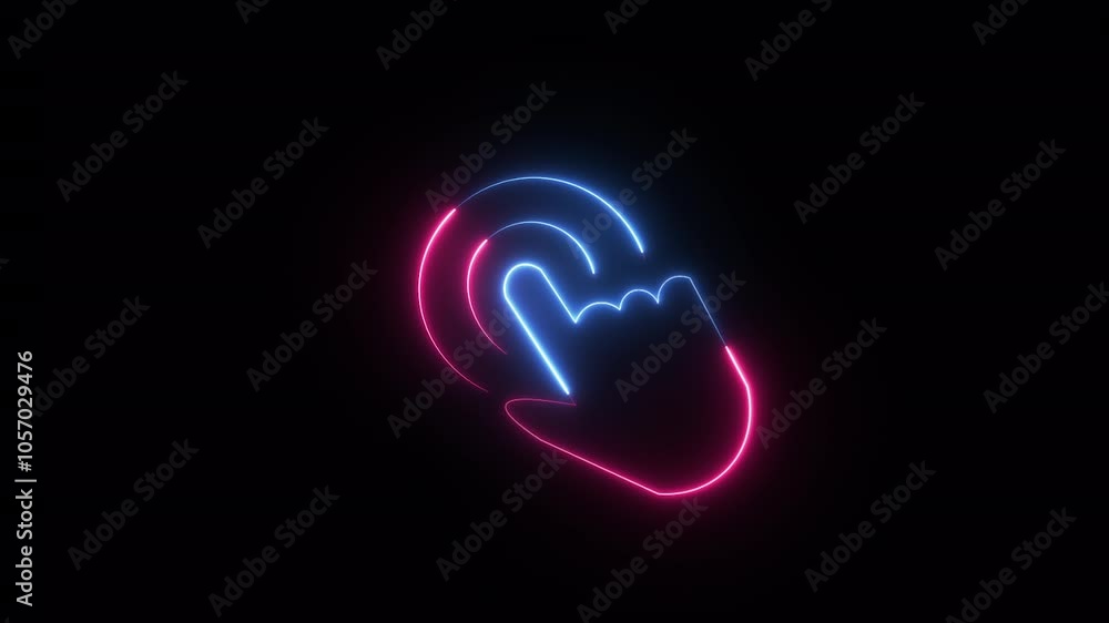 Glowing neon Pay per click icon sign animation. Glowing neon Pay per click icon sign animation.