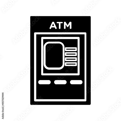 ATM icon flat line symbol set.