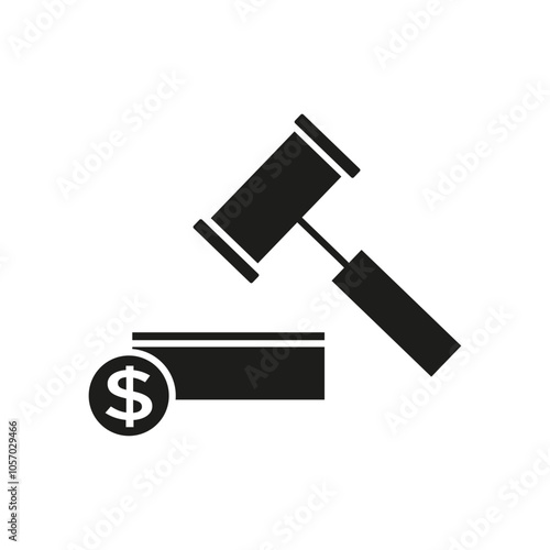 Auction icon flat line symbol set.