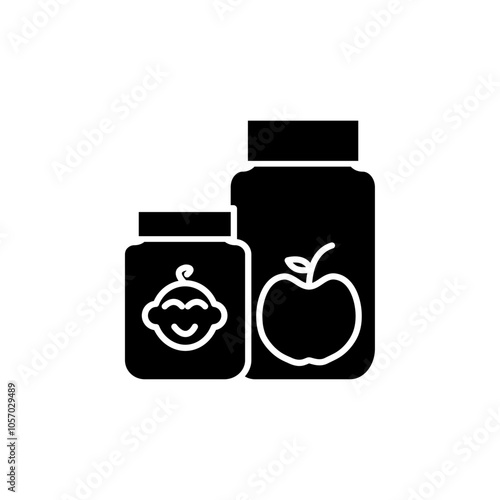 Baby food icon flat line symbol set.