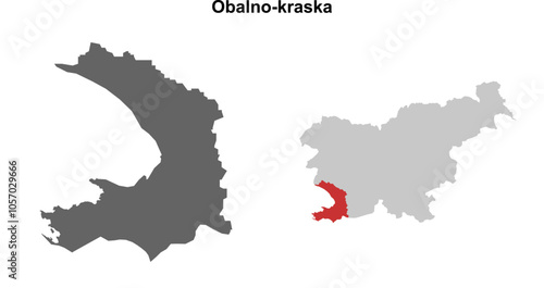 Obalno-kraska region blank outline map set