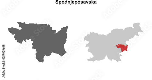 Spodnjeposavska region blank outline map set