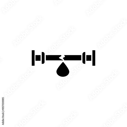 Broken pipe flat line symbol set.
