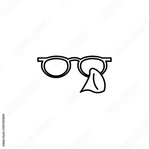 Cleaning eye glasses icon flat line symbol set.