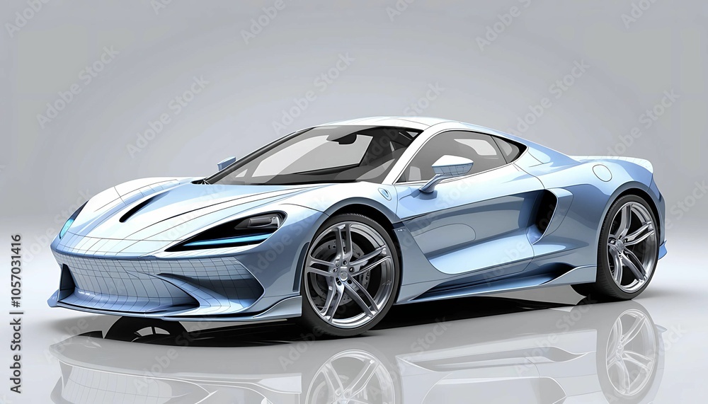 Wireframe of a generic and unbranded 3D sports car illustration. Wireframe of a generic and unbranded 3D sports car illustration.