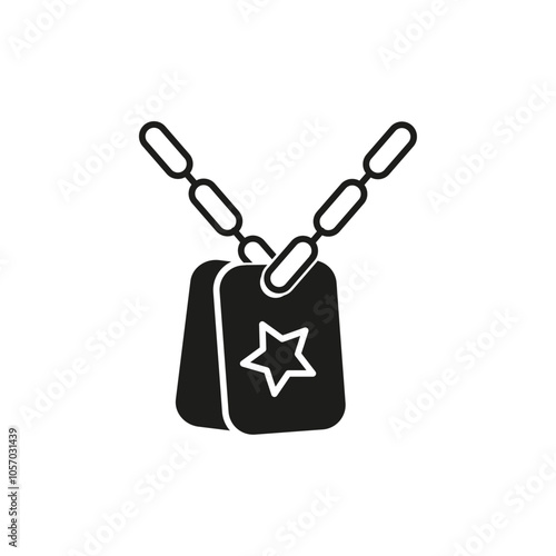 Dog tag icon flat line symbol set.