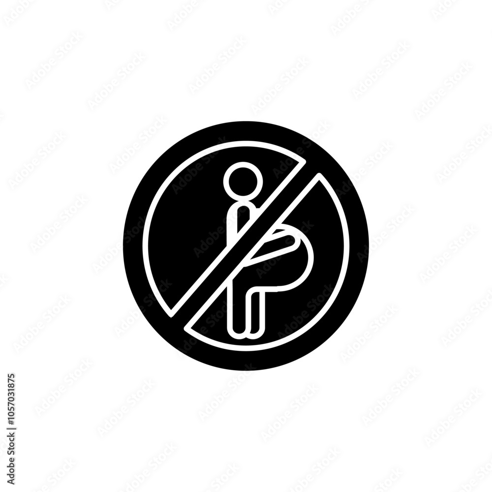 Forbidden pregnant icon flat line symbol set.