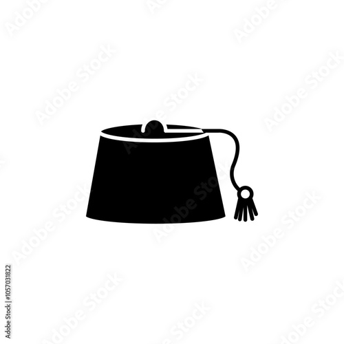 Fez hat icon flat line symbol set.