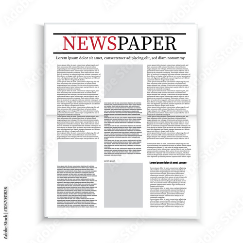 Folded newspaper icon. Open layout vector. Press publication design. Headline news view.