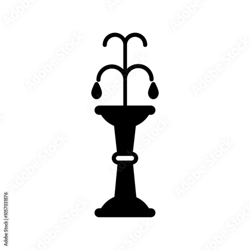 fountain with water splashing icon flat line symbol set.