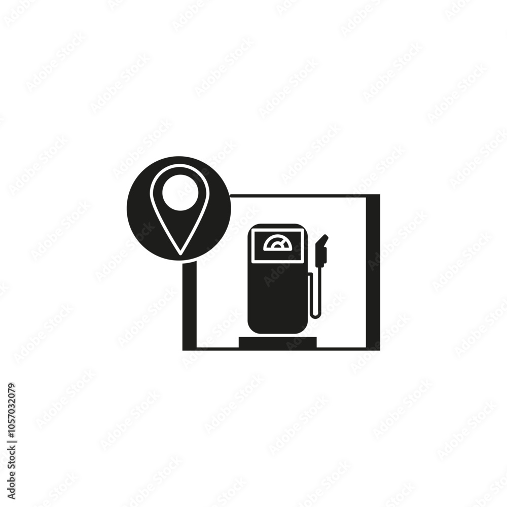 Gas station icon flat line symbol set. Gas station icon flat line symbol set.