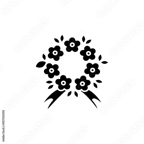 Funeral wreath icon flat line symbol set.